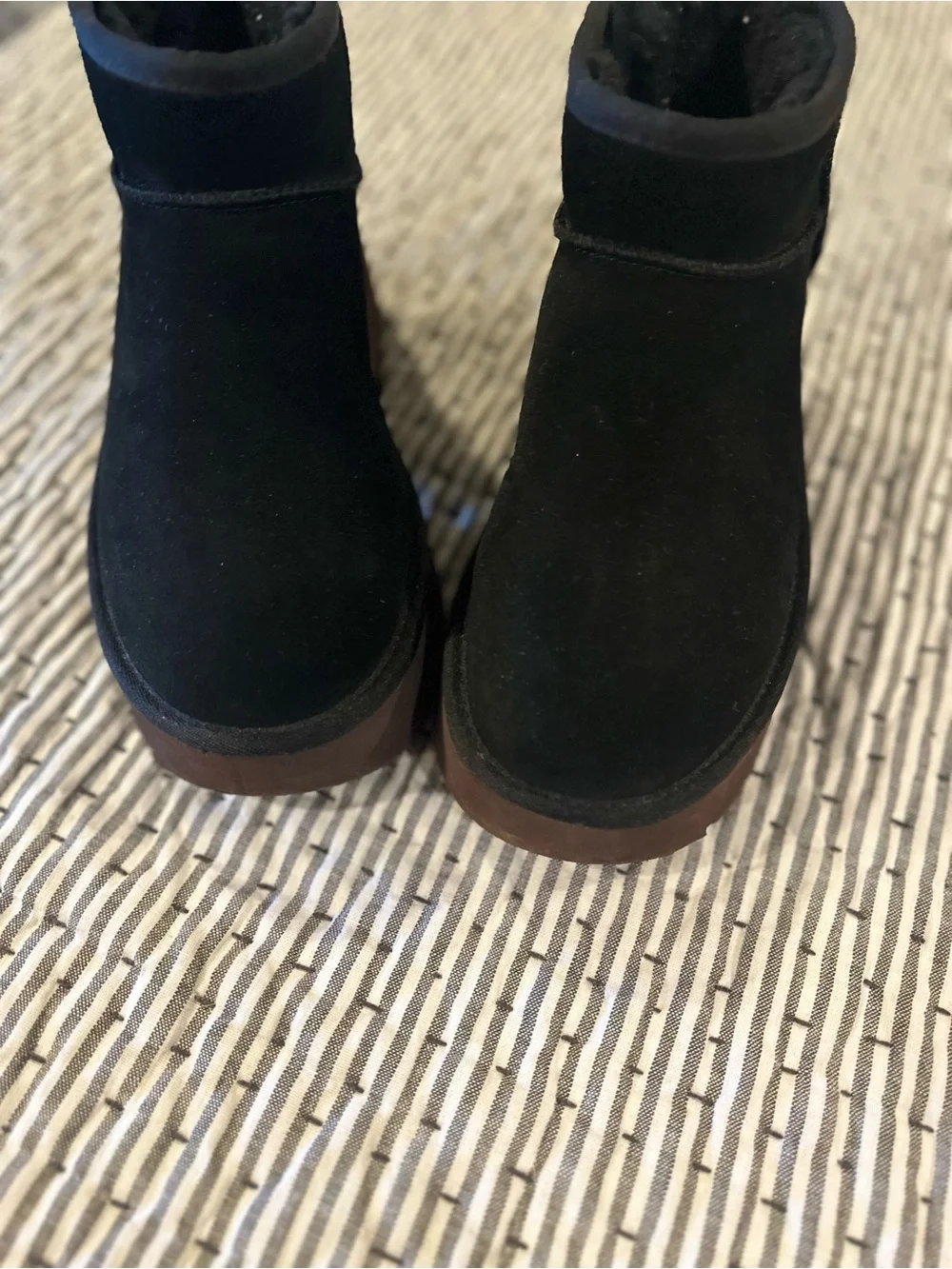 UGG Black Suede Platform Ankle Boots